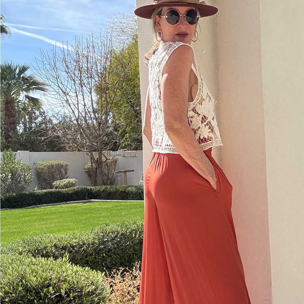 Vibrant Orange Zara silk Pants size small